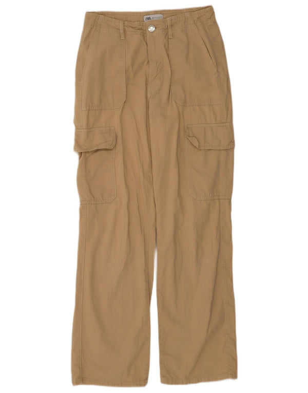 Pantaloni cargo dritti da donna Zara EU 36 XS W26 L30 Cotone beige