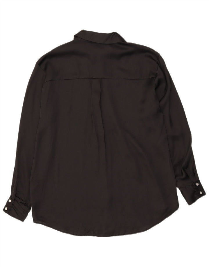 Camicetta camicia oversize da donna Zara UK 10 piccola poliestere nero