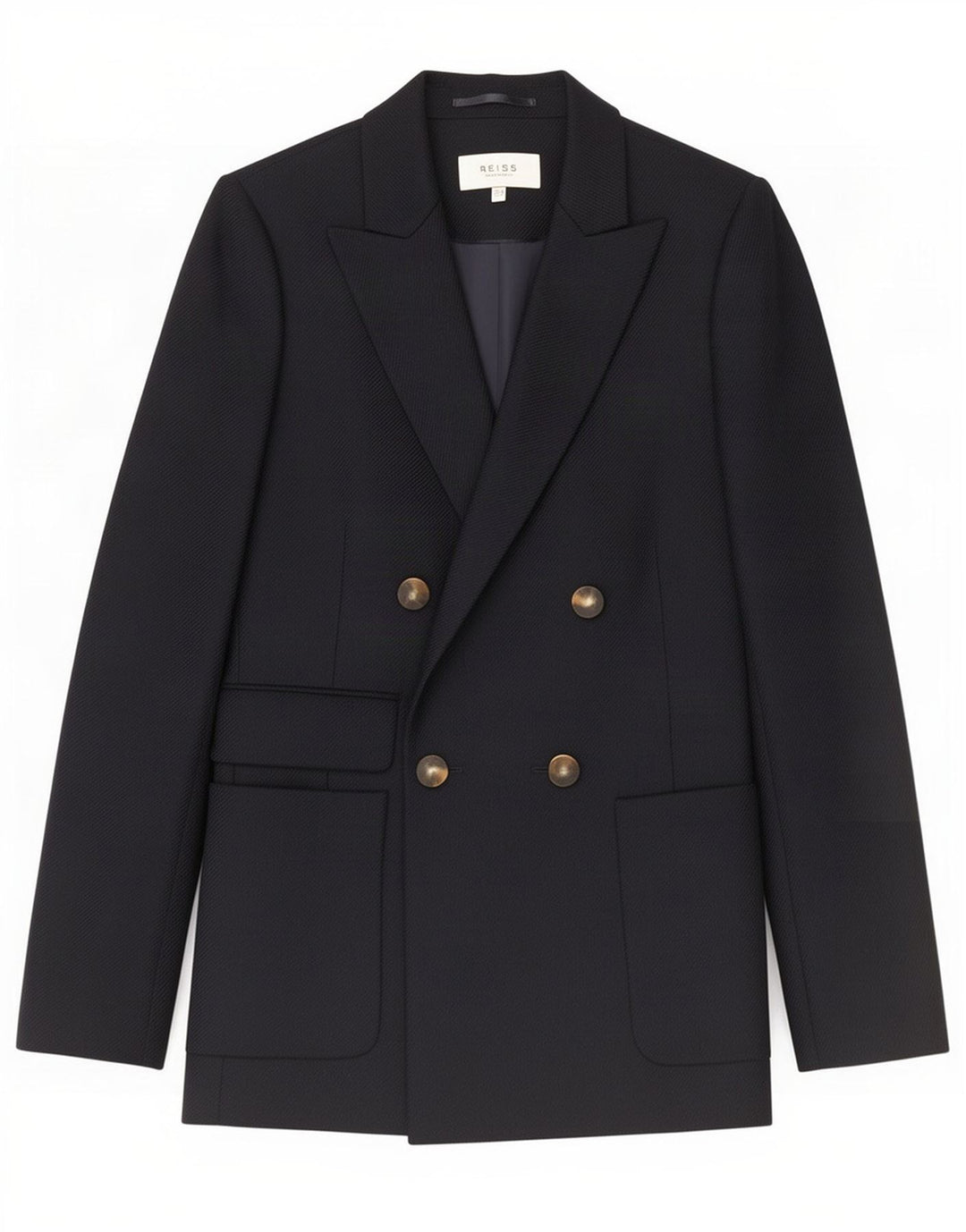 Giacca blazer doppiopetto da donna Reiss UK 8 piccola in lana blu navy