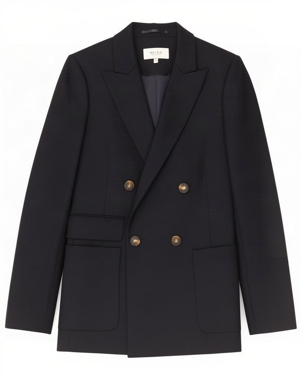 Giacca blazer doppiopetto da donna Reiss UK 8 piccola in lana blu navy