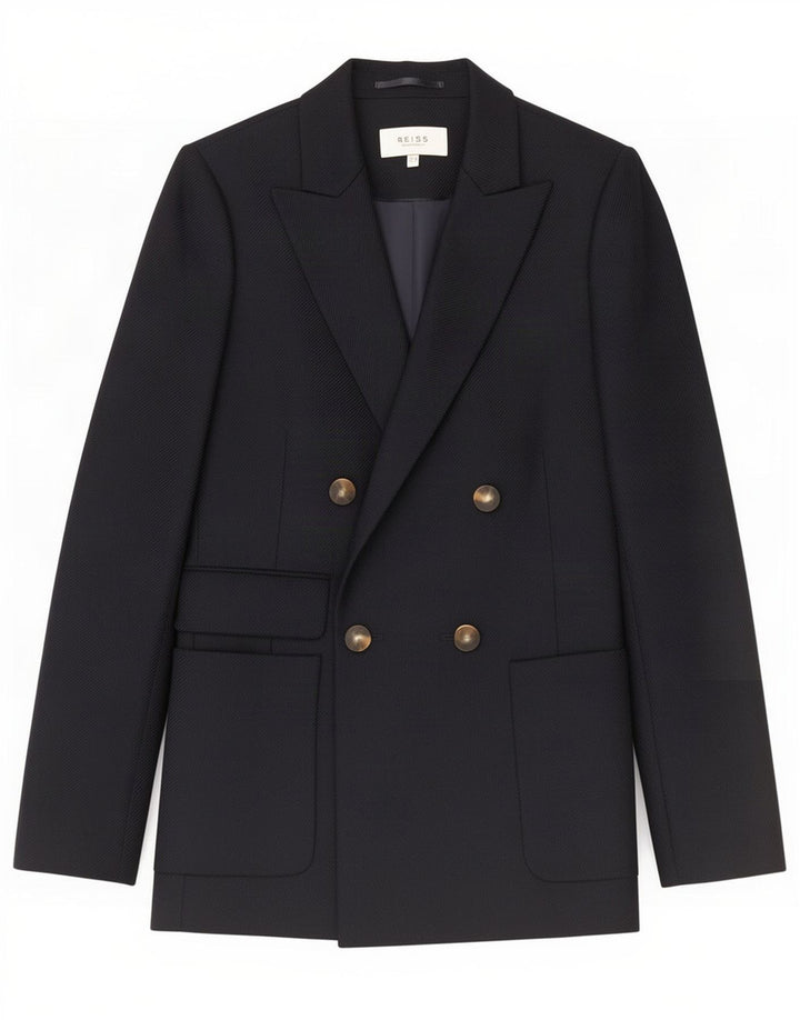 Giacca blazer doppiopetto da donna Reiss UK 8 piccola in lana blu navy