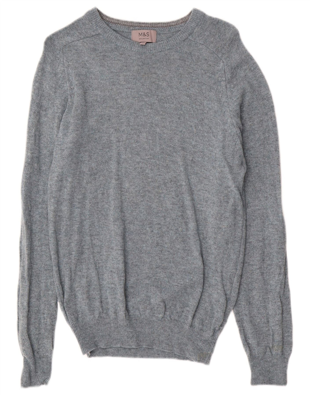 Maglione da uomo Marks & Spencer con scollo a barca, piccolo lana d'agnello screziata blu