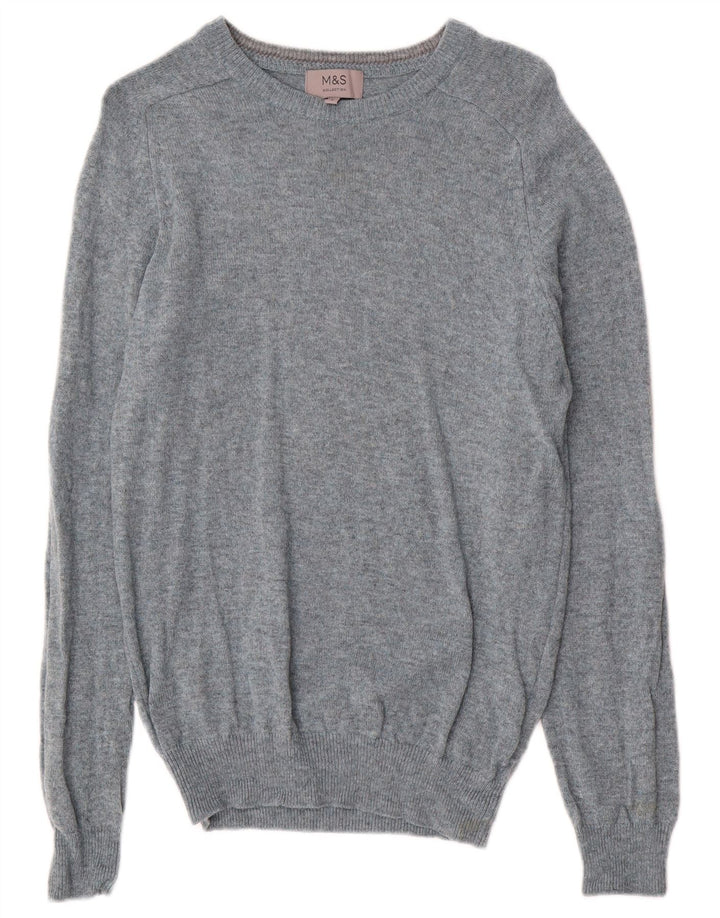 Maglione da uomo Marks & Spencer con scollo a barca, piccolo lana d'agnello screziata blu