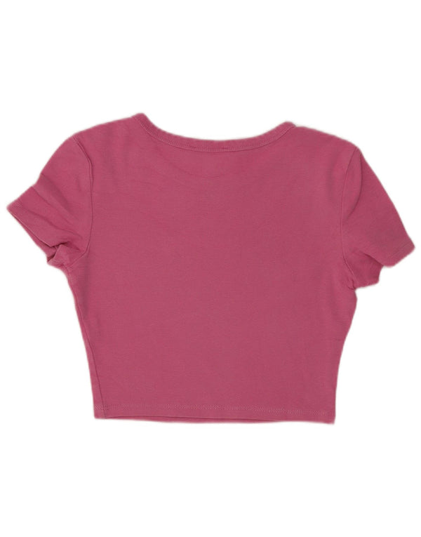 T-shirt corta da donna Zara UK 8 piccola in cotone rosa