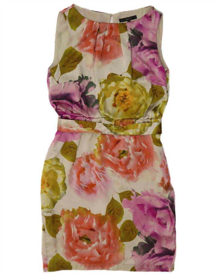Abito tubino senza maniche da donna Coast UK 12 Seta floreale multicolore media