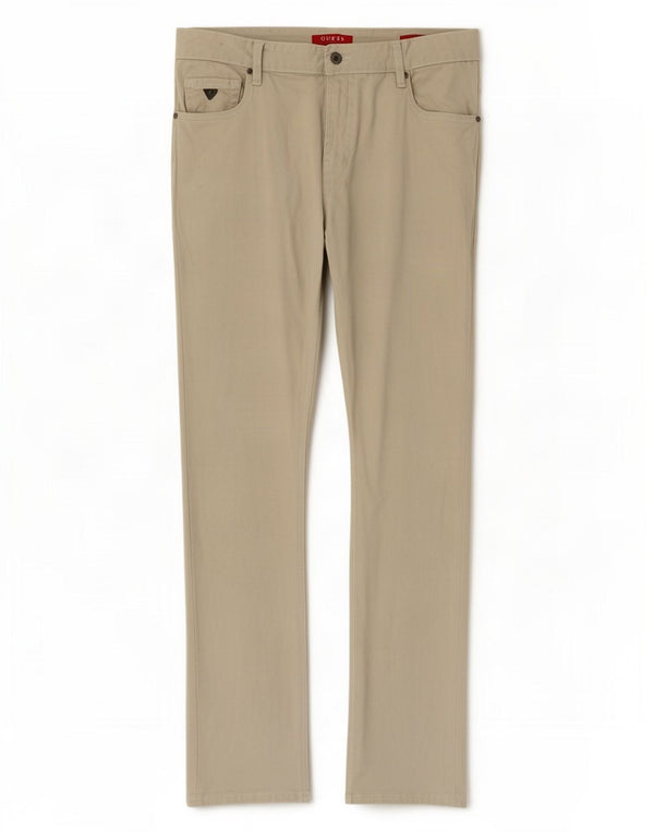 Pantaloni casual slim da uomo Guess W36 L32 in cotone beige