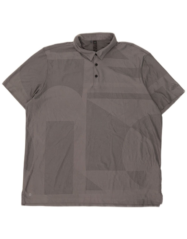 Polo Adidas da uomo vestibilità ampia 2XL poliestere geometrico grigio