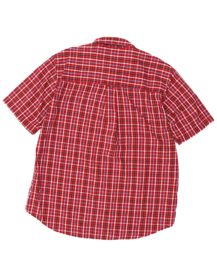 Chaps Camicia a maniche corte da uomo in cotone a quadri rossi grandi