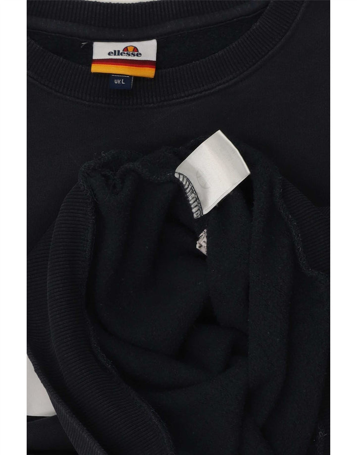 Felpa grafica da uomo Ellesse, maglione grande, cotone blu navy