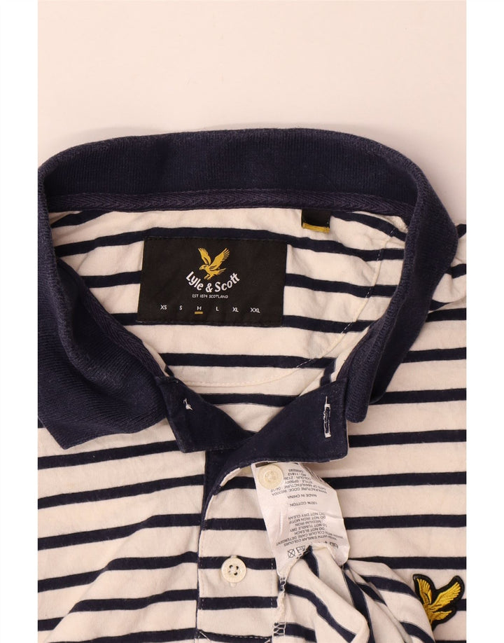 Polo da rugby da uomo Lyle & Scott in cotone a righe bianche medie