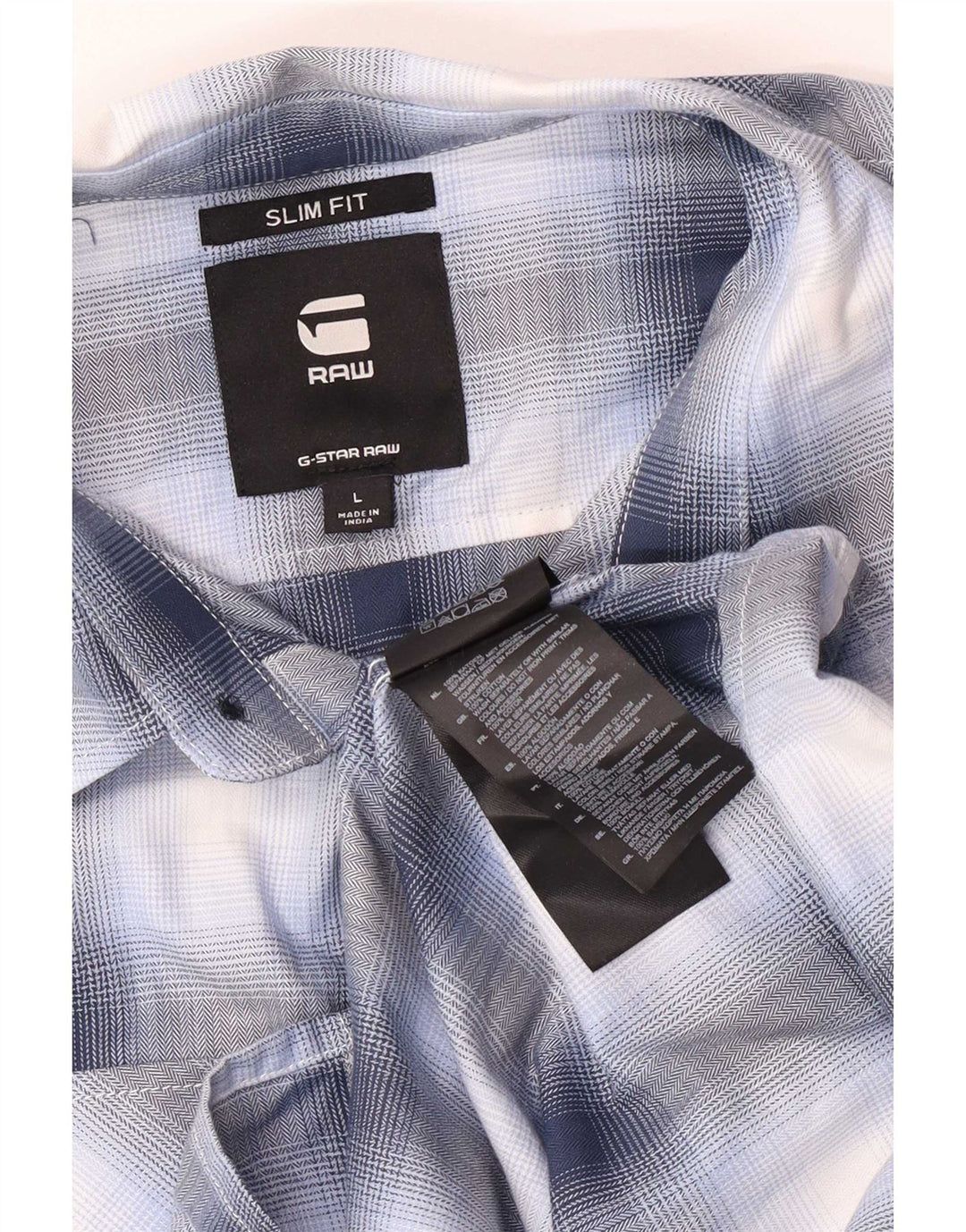Camicia G-Star da uomo slim fit in cotone a quadri blu grandi