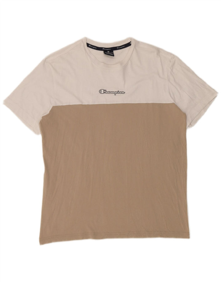 T-shirt da uomo Champion Top Large bianca a blocchi di colore