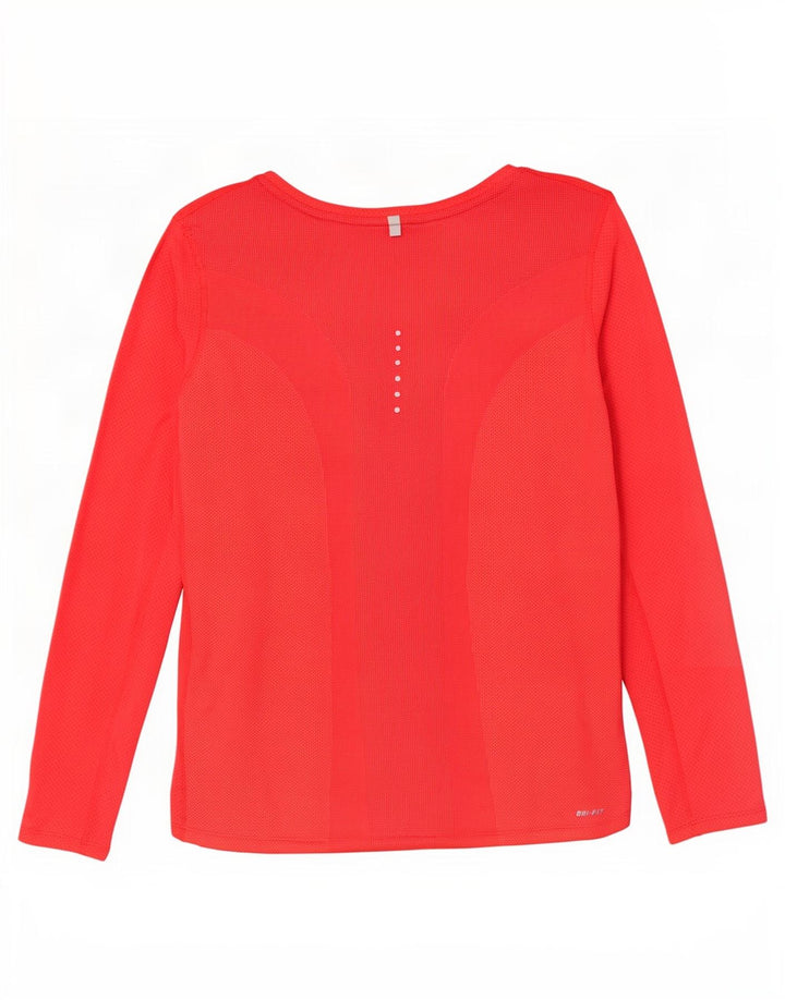 Nike Dri Fit Top Manica Lunga da Donna UK 16 Grande Rosso
