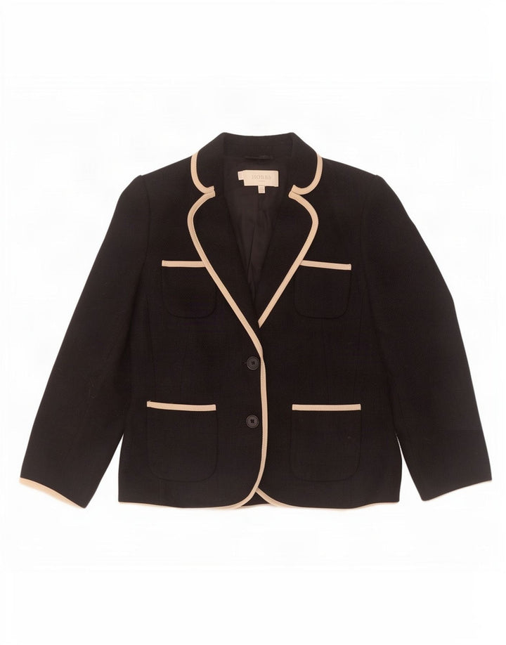 Giacca blazer da donna a 2 bottoni e maniche a 3/4 Hobbs UK 10 piccola in lana nera