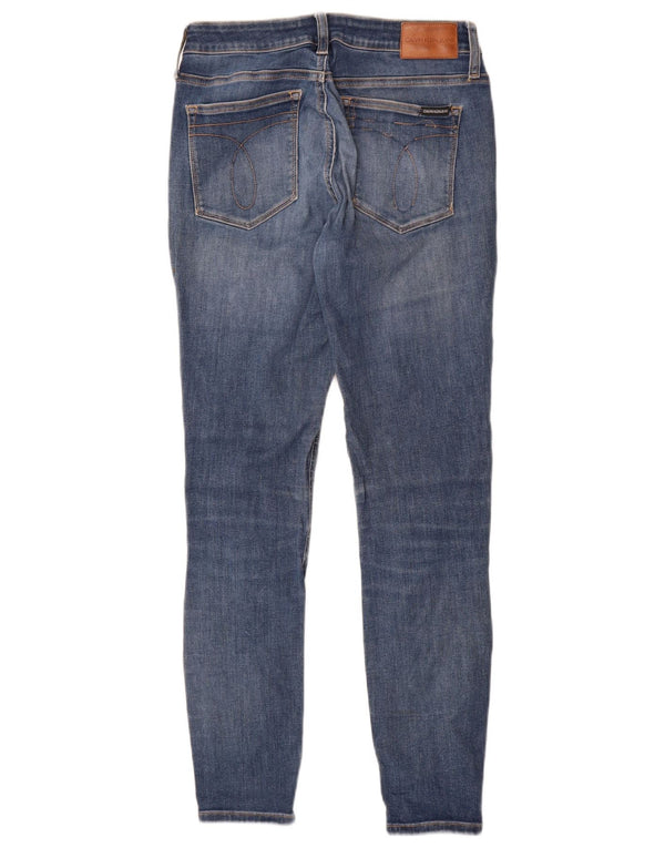 Jeans skinny invecchiati da donna Calvin Klein W29 L30 cotone blu