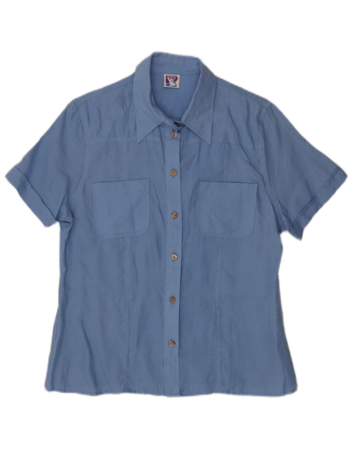 Camicia a maniche corte da donna Yessica EU 42 Large Lino Blu