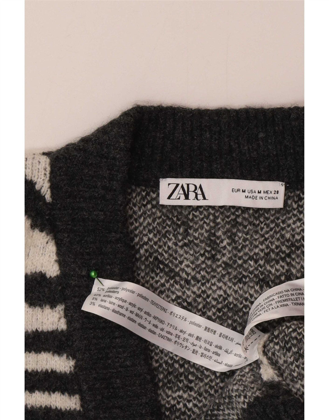 Maglione cardigan oversize da donna Zara UK 14 grigio medio stampa animalier