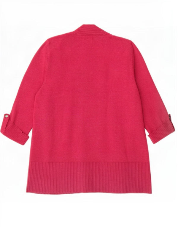 Maglione cardigan aperto con maniche a 3/4 da donna M&Co UK 14 Large Pink Viscosa