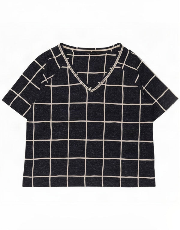 Marks & Spencer T-shirt da donna Top UK 16 Large Blu navy geometrico