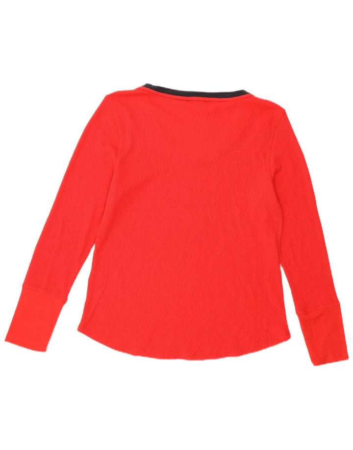 TOMMY HILFIGER Top da donna a maniche lunghe UK 16 Large Rosso Cotone