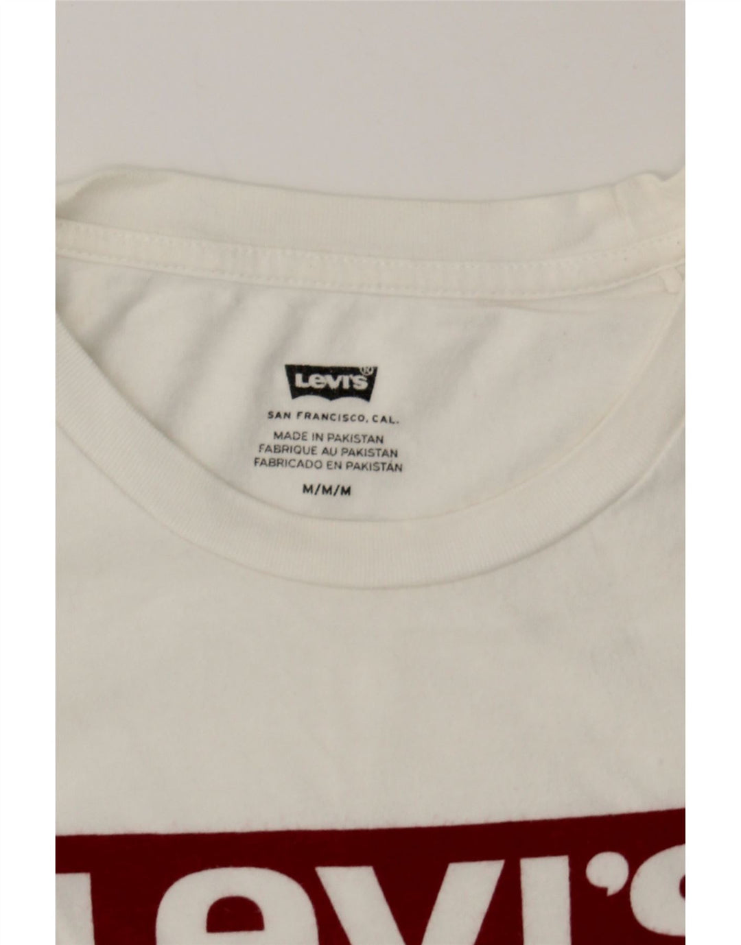 LEVI'S Mens Graphic T-Shirt Top Medium Off White Cotton Vintage Levi's and Second-Hand Levi's from Messina Hembry 