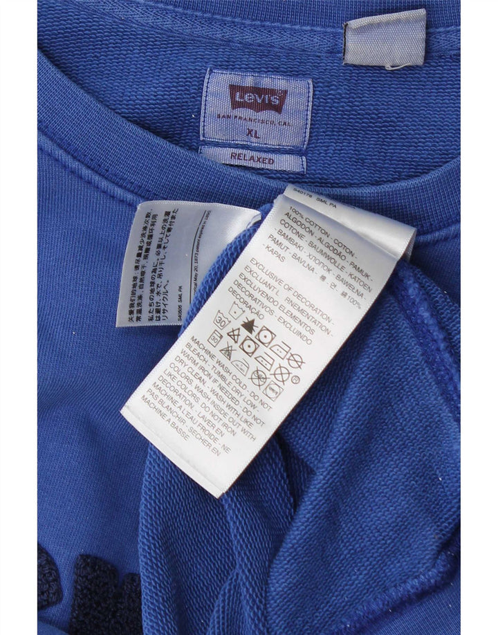 Levi's Uomo Felpa con grafica rilassata Maglione XL Cotone blu