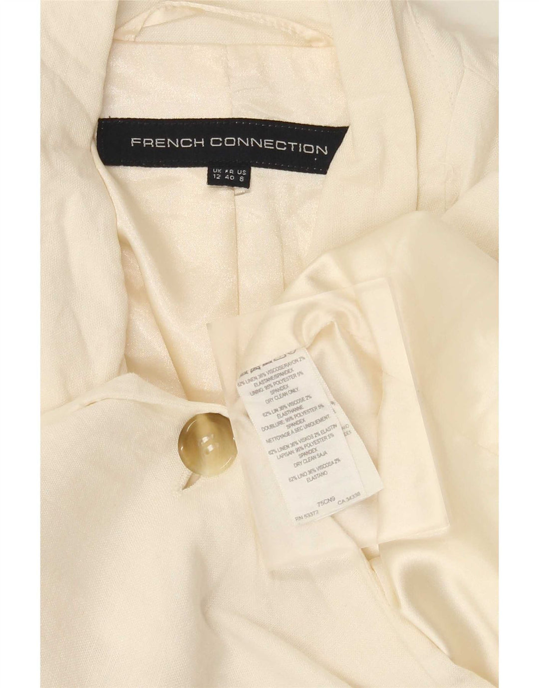 Giacca blazer da donna a 1 bottone French Connection UK 12 Lino bianco medio
