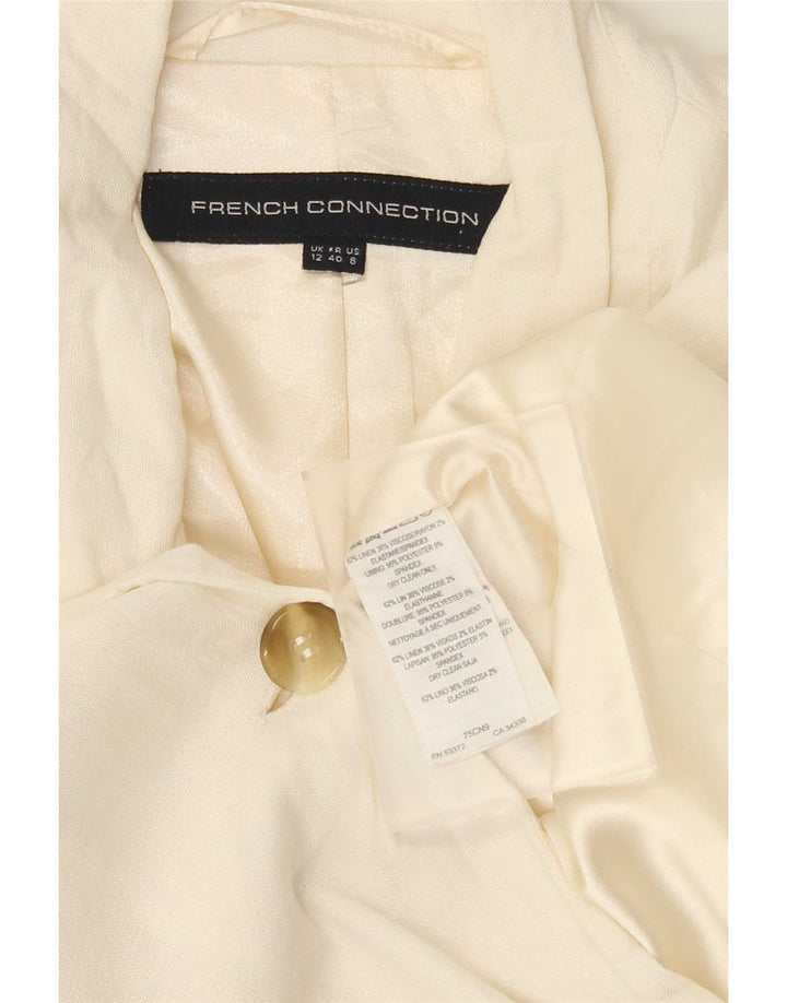 Giacca blazer da donna a 1 bottone French Connection UK 12 Lino bianco medio