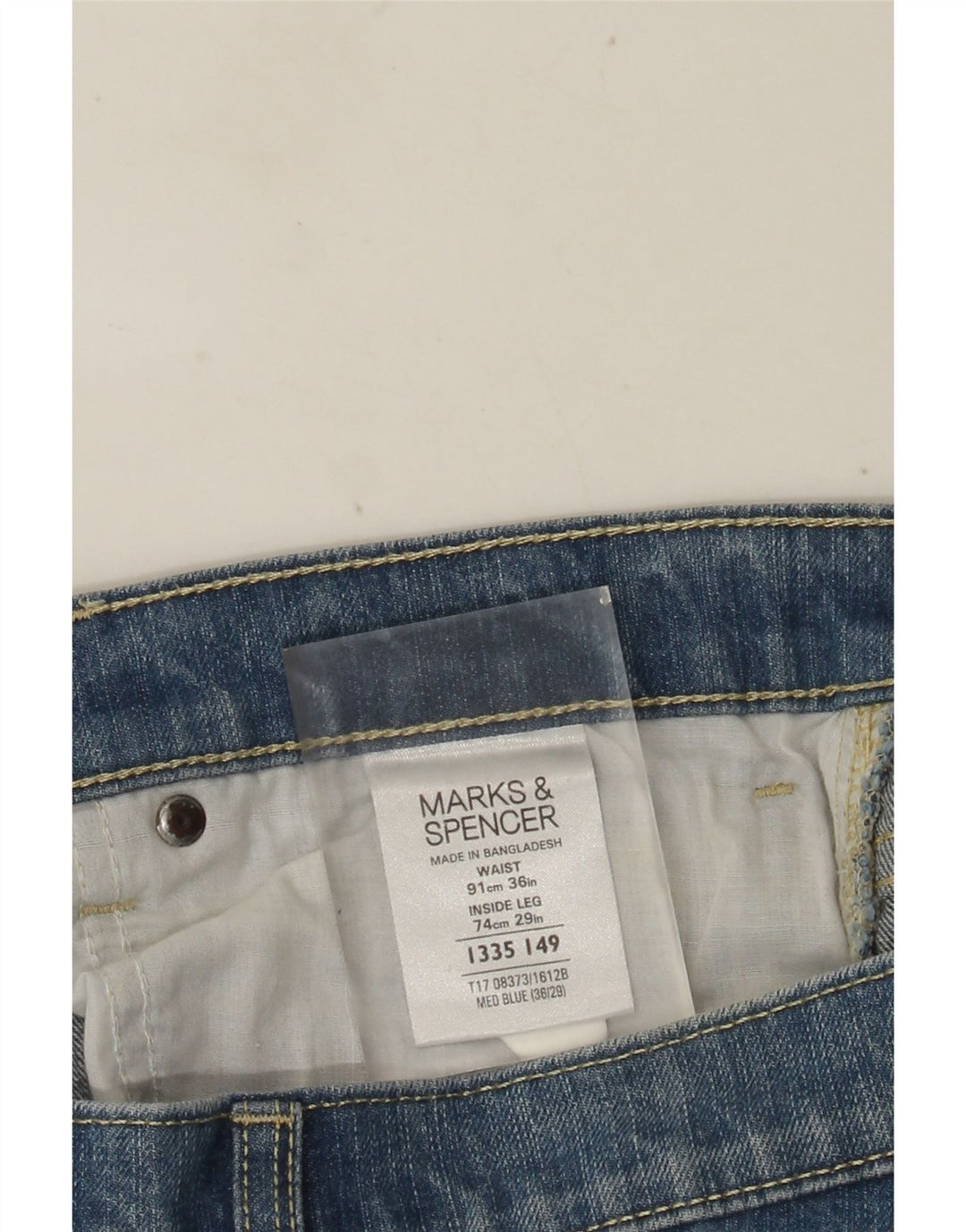 MARKS & SPENCER Jeans dritti da uomo Harbour blu W36 L29 cotone blu