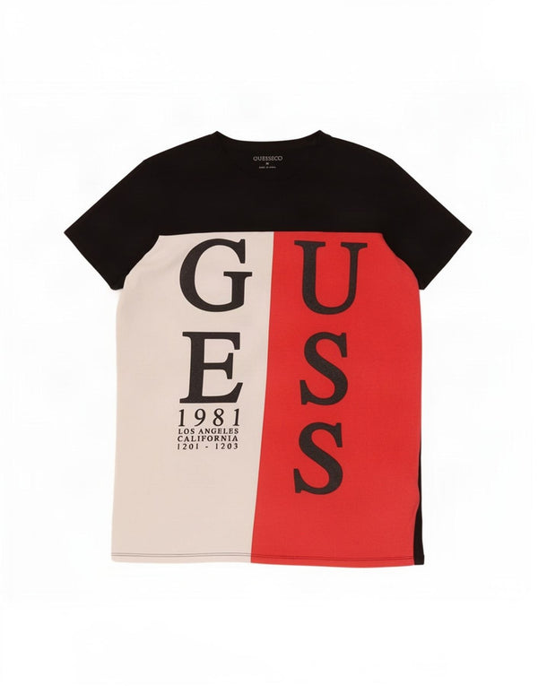 T-shirt grafica da ragazzo Guess 15-16 anni in cotone nero