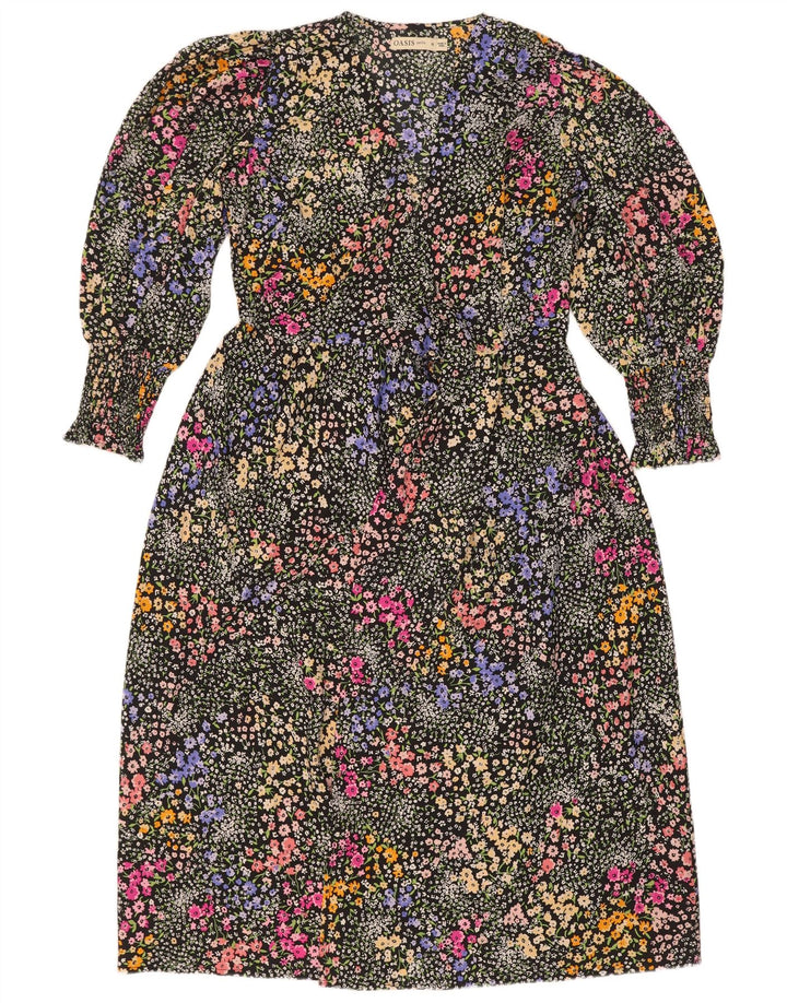 Abito basic da donna Petite a maniche lunghe Oasis UK 12 Medio Nero floreale