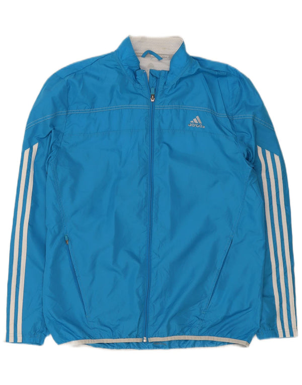 Giacca superiore della tuta da uomo Adidas in poliestere blu medio