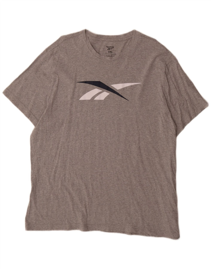T-shirt grafica da uomo Reebok Top 2XL in cotone grigio