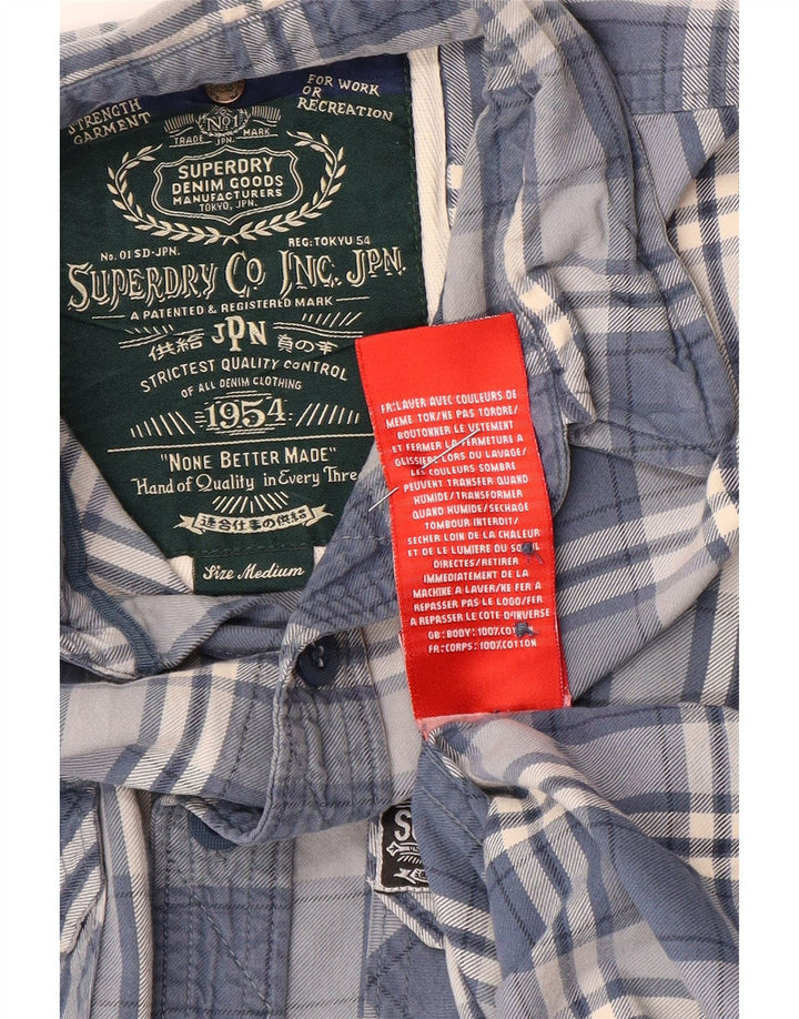 Camicia da uomo in flanella Superdry in cotone a quadri blu medio