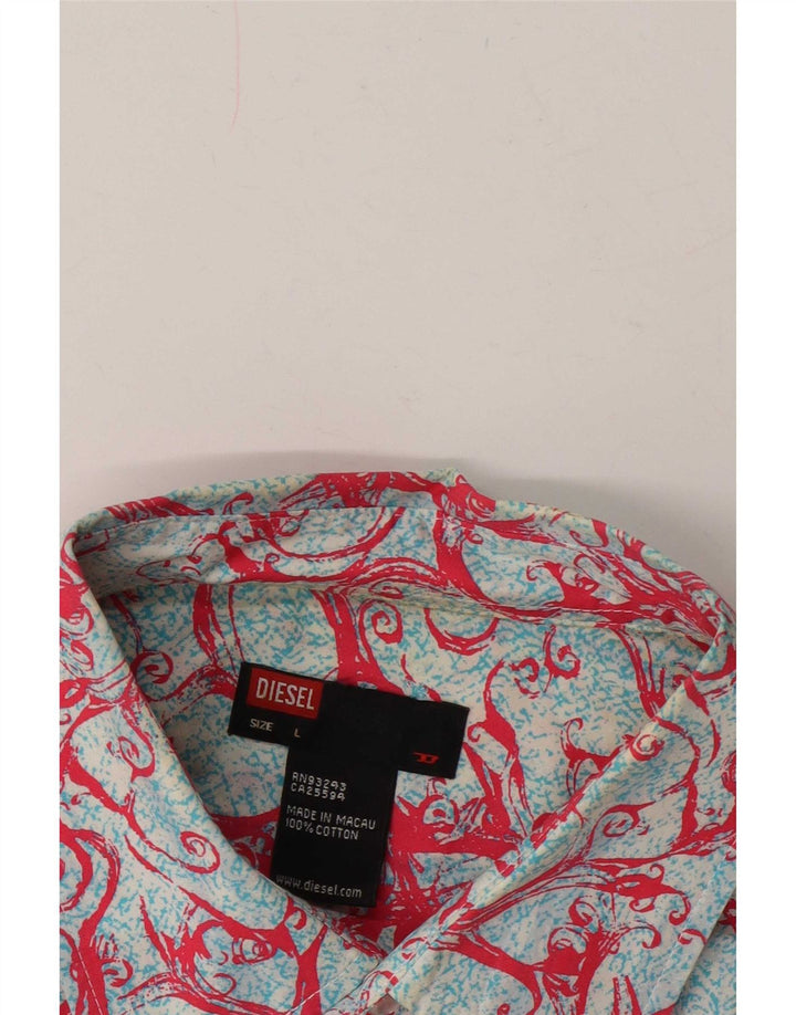 Camicia a maniche corte da uomo con motivo astratto Diesel grande blu