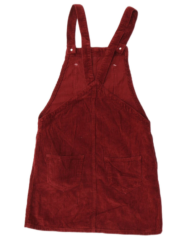 Topshop Abito da donna in velluto a coste con salopette UK 4 XS Maroon Cotton