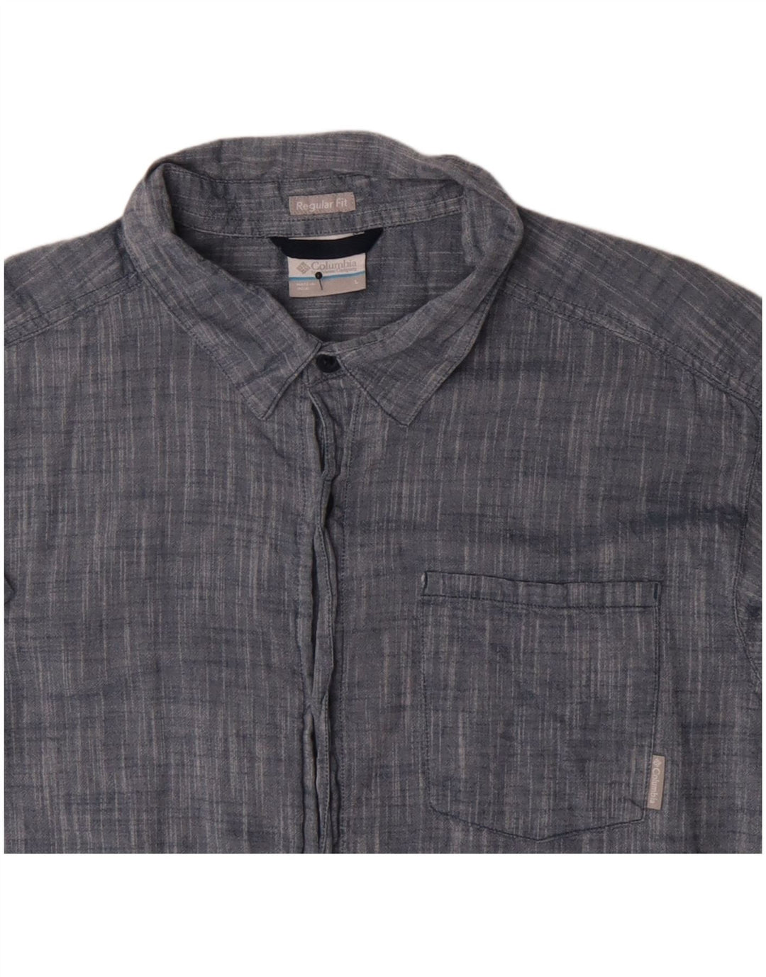 Camicia Columbia da uomo a maniche corte, vestibilità regolare, grande, in cotone blu