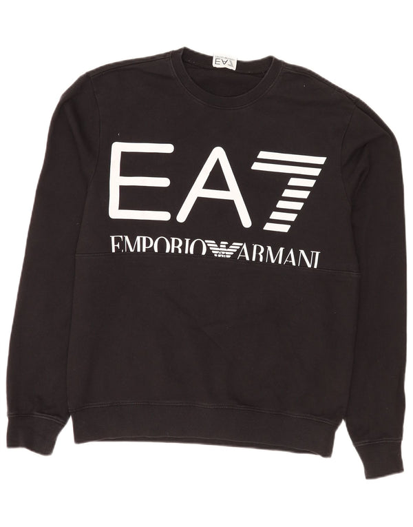 Felpa grafica da uomo Emporio Armani, piccola, in cotone nero