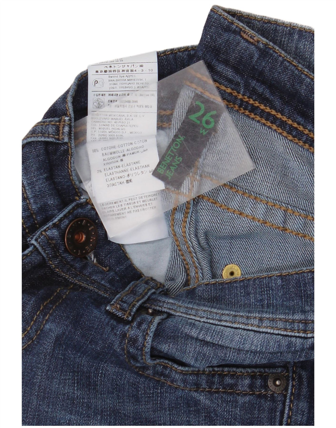 Jeans Bootcut da donna Benetton W26 L34 cotone blu