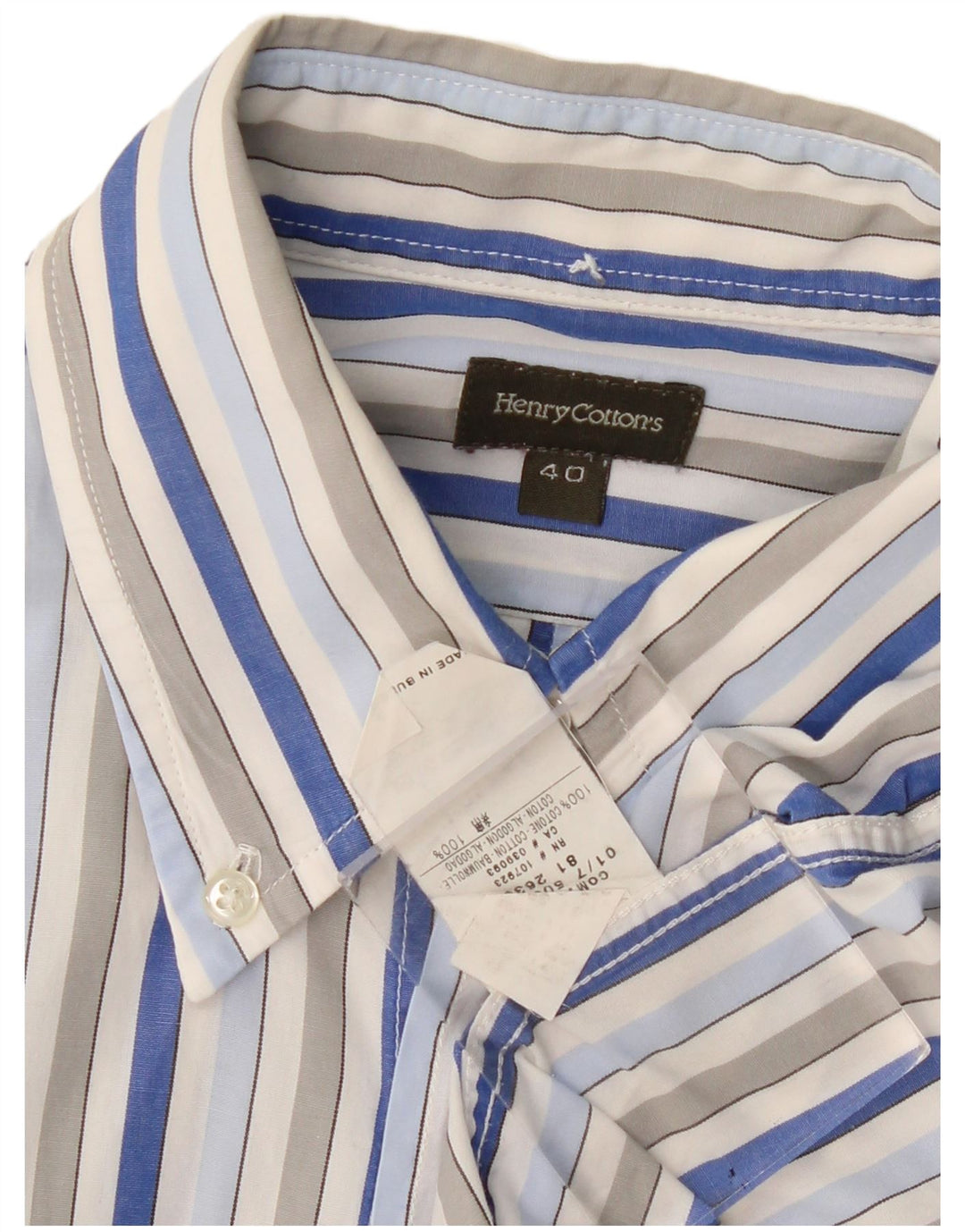 Henry Cottons Mens Shirt Size 40 Medium Multicoloured Striped Cotton
