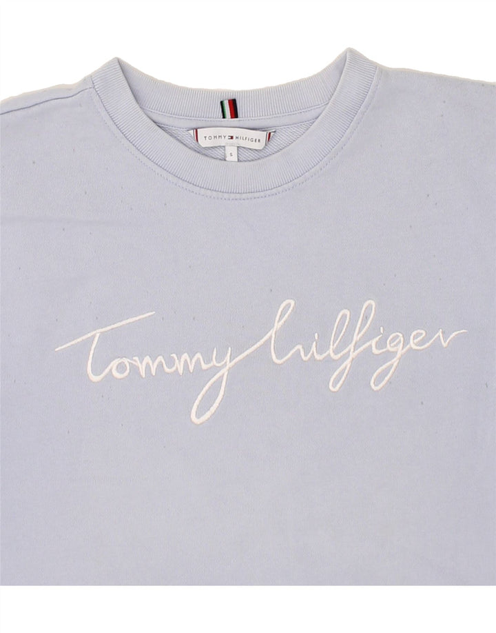 TOMMY HILFIGER Womens Oversized Sweatshirt Jumper UK 10 Small Purple Vintage Tommy Hilfiger and Second-Hand Tommy Hilfiger from Messina Hembry 