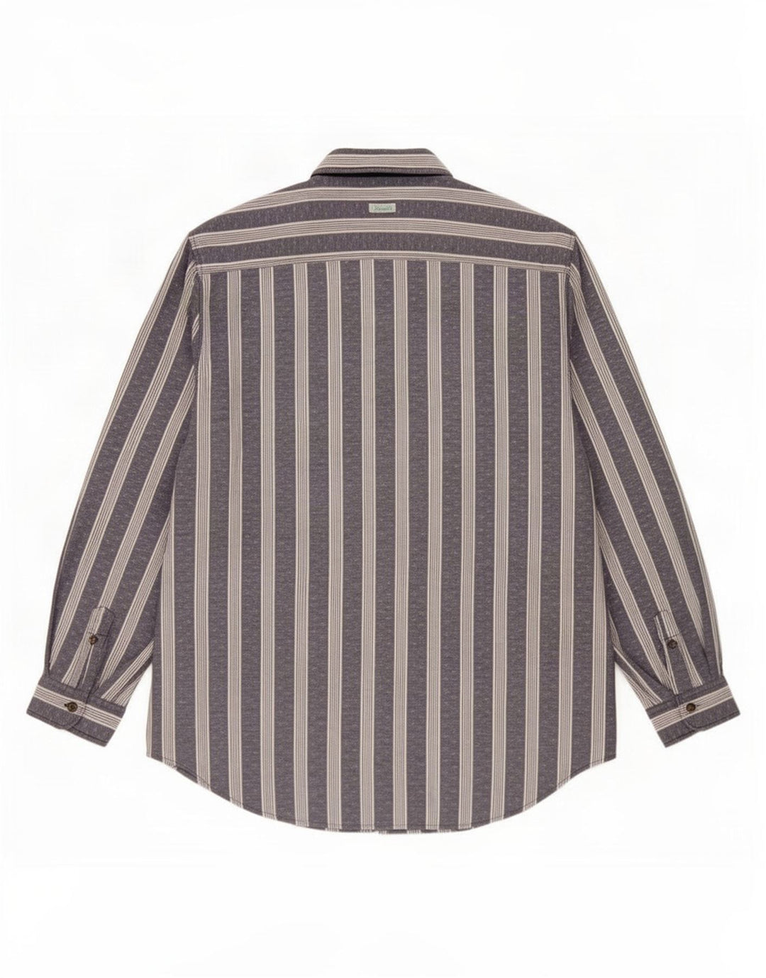 Camicia vintage da uomo taglia 44 XL poliestere a righe blu navy