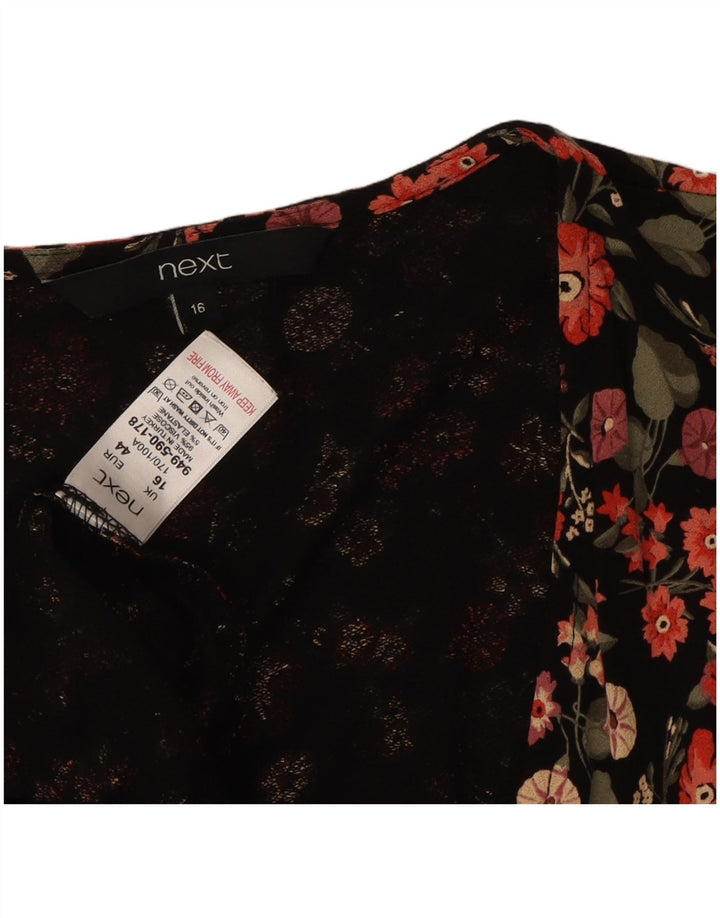 NEXT Womens Wrap Dress UK 16 Large  Black Floral Viscose