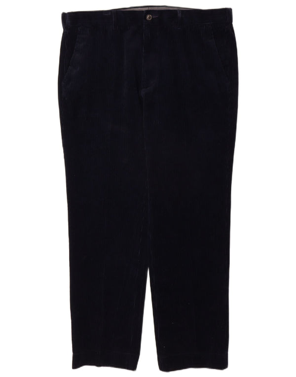 Pantaloni dritti in velluto a coste da uomo Marks & Spencer W38 L31 cotone blu navy