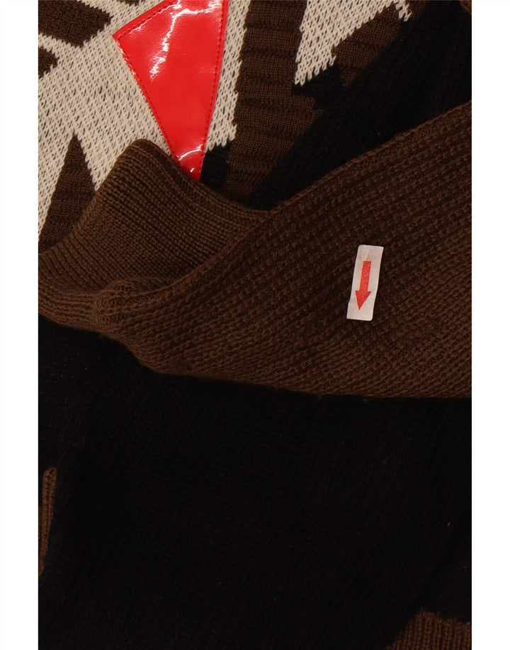 Maglione cardigan grafico da uomo Kansai Yamamoto in lana color block marrone medio