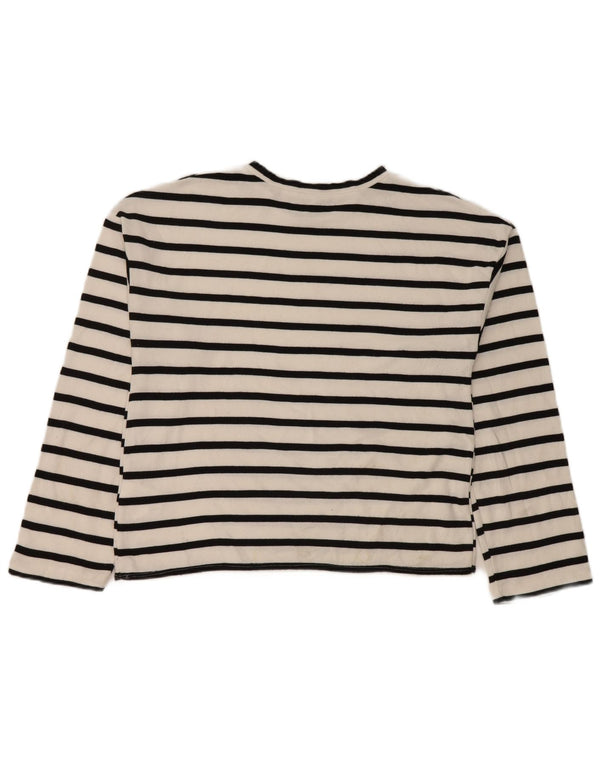 Top Zara da donna a maniche lunghe UK 14 viscosa a righe bianche medie