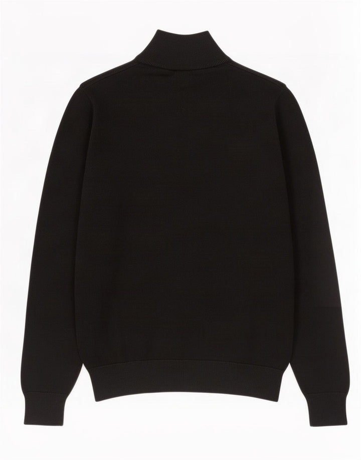 Lyle & Scott Maglione da uomo con zip e collo grande in cotone nero