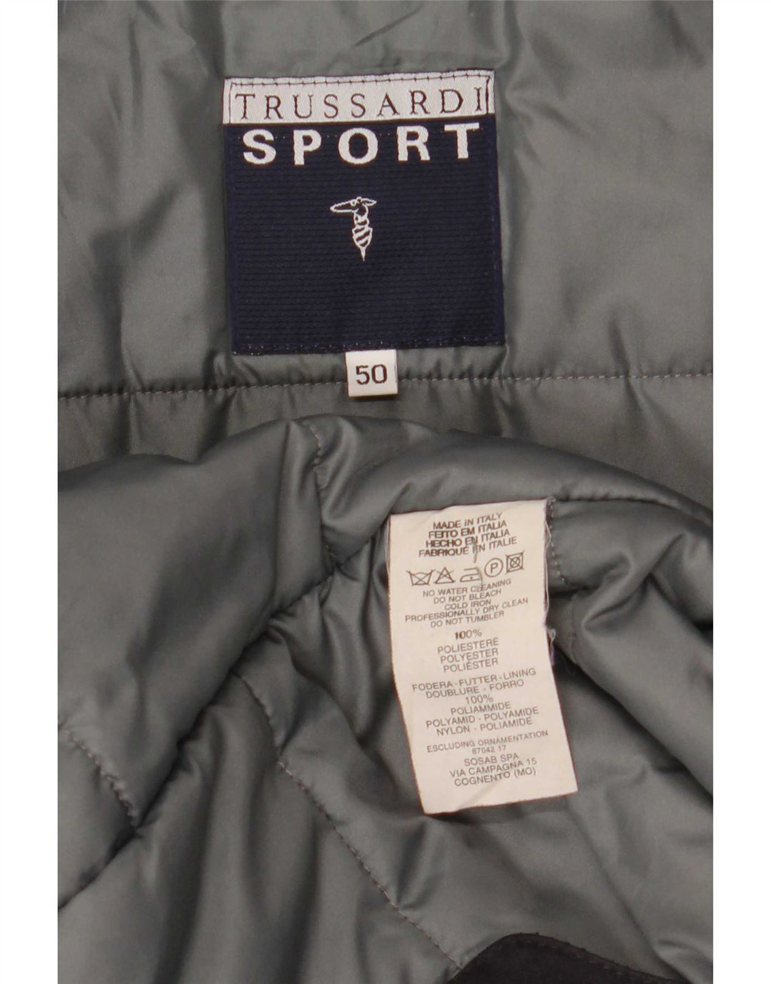 Cappotto Giacca A Vento Uomo Trussardi IT 50 Large Nero Poliestere
