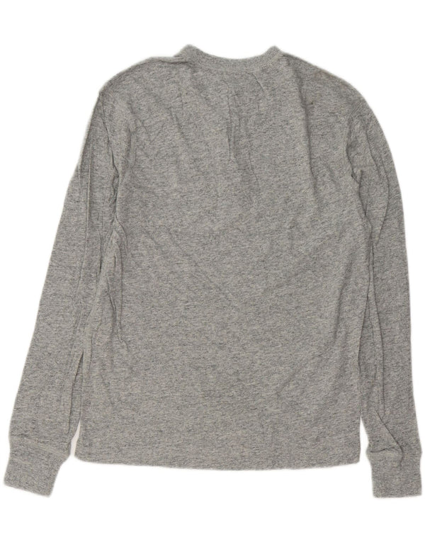 J. CREW Top da uomo a maniche lunghe in cotone chiazzato grigio piccolo