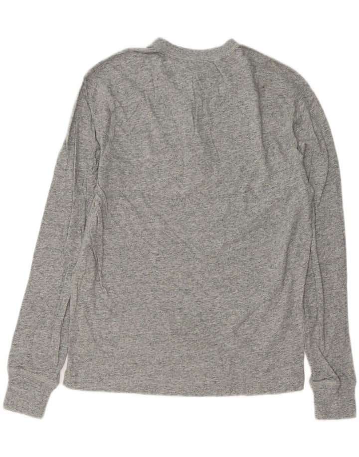 J. CREW Top da uomo a maniche lunghe in cotone chiazzato grigio piccolo